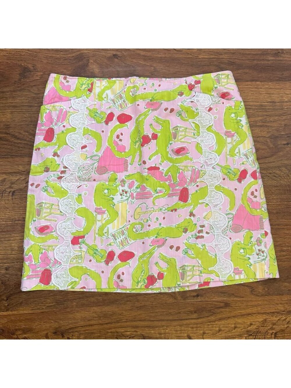 Vintage Lilly Pulitzer Originals Frisky Business alligator mini skirt 10